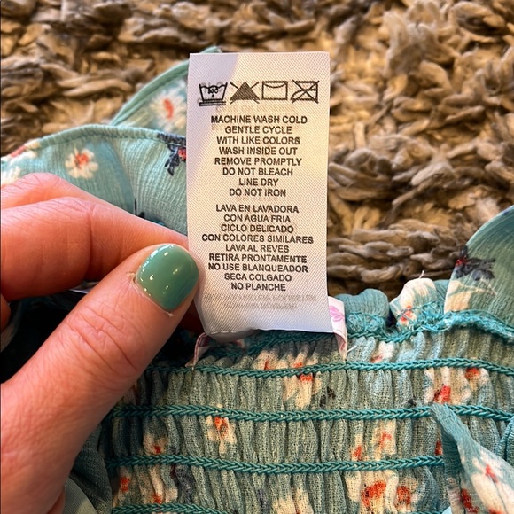 Floral Blue Ruffle Romper - Picture 3 of 5